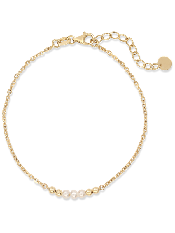 14K Gold Freshwater Pearl Chain Bracelet