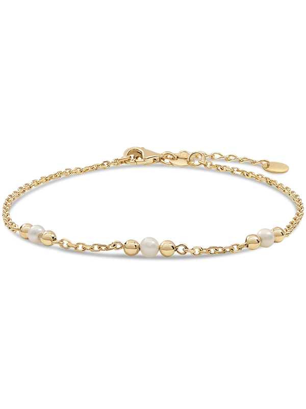 14K Gold Freshwater Pearl Chain Bracelet