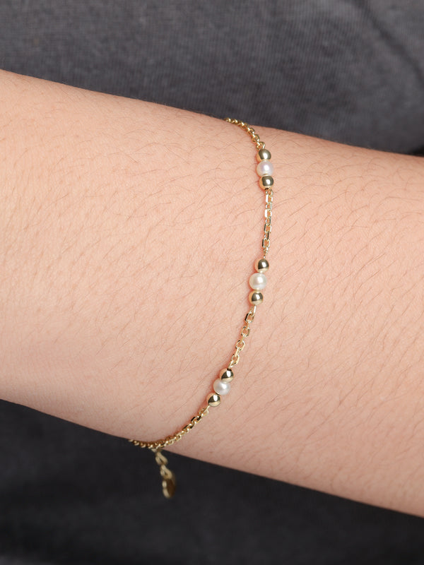 14K Gold Freshwater Pearl Chain Bracelet