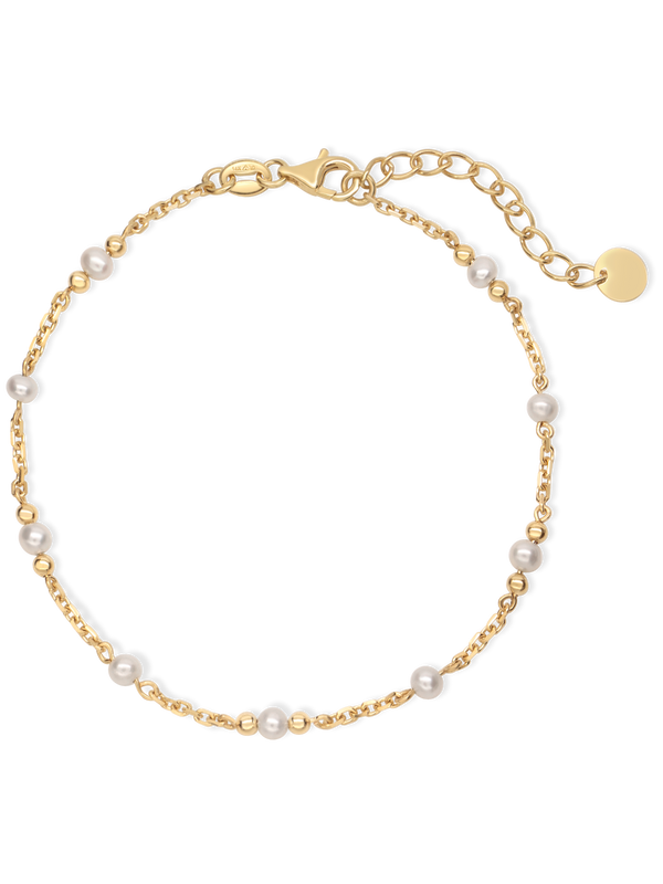 14K Gold Freshwater Pearl Chain Bracelet