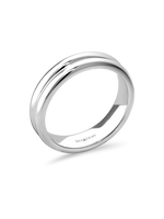 DEVATA Lined Band Ring in Rhodium Plated Sterling Silver