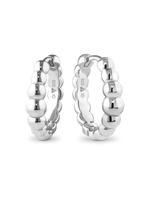 Beaded Ball Hoop Earrings in Rhodium Plated Sterling Silver