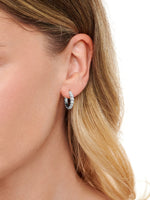Beaded Ball Hoop Earrings in Rhodium Plated Sterling Silver