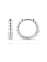 Beaded Ball Hoop Earrings in Rhodium Plated Sterling Silver