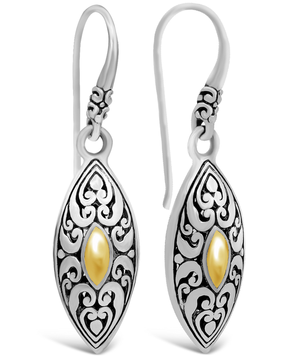 Bali Filigree Marquise Gold Accent Drop Earrings