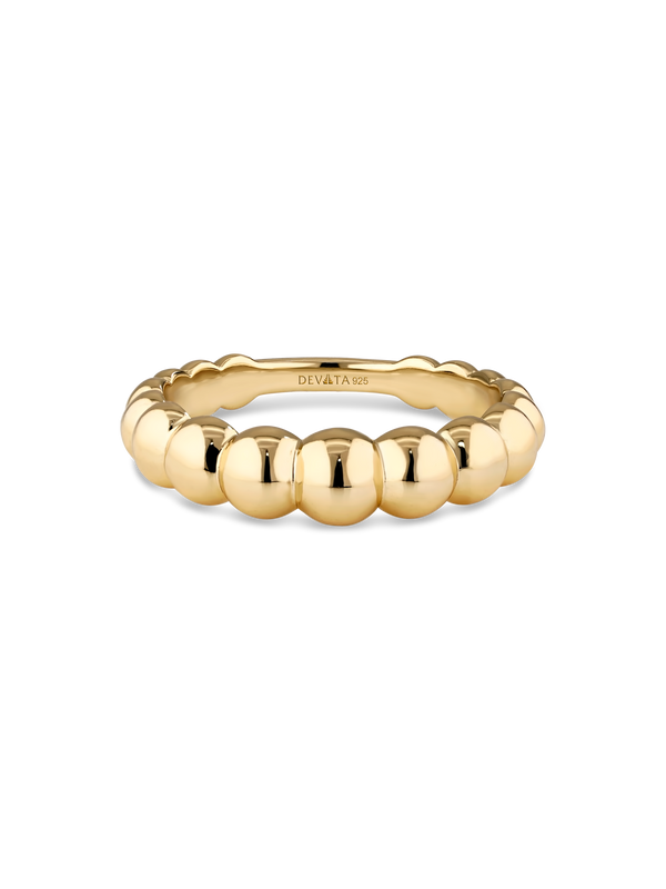 Gold Plated Sterling Silver Beaded Ball Ring