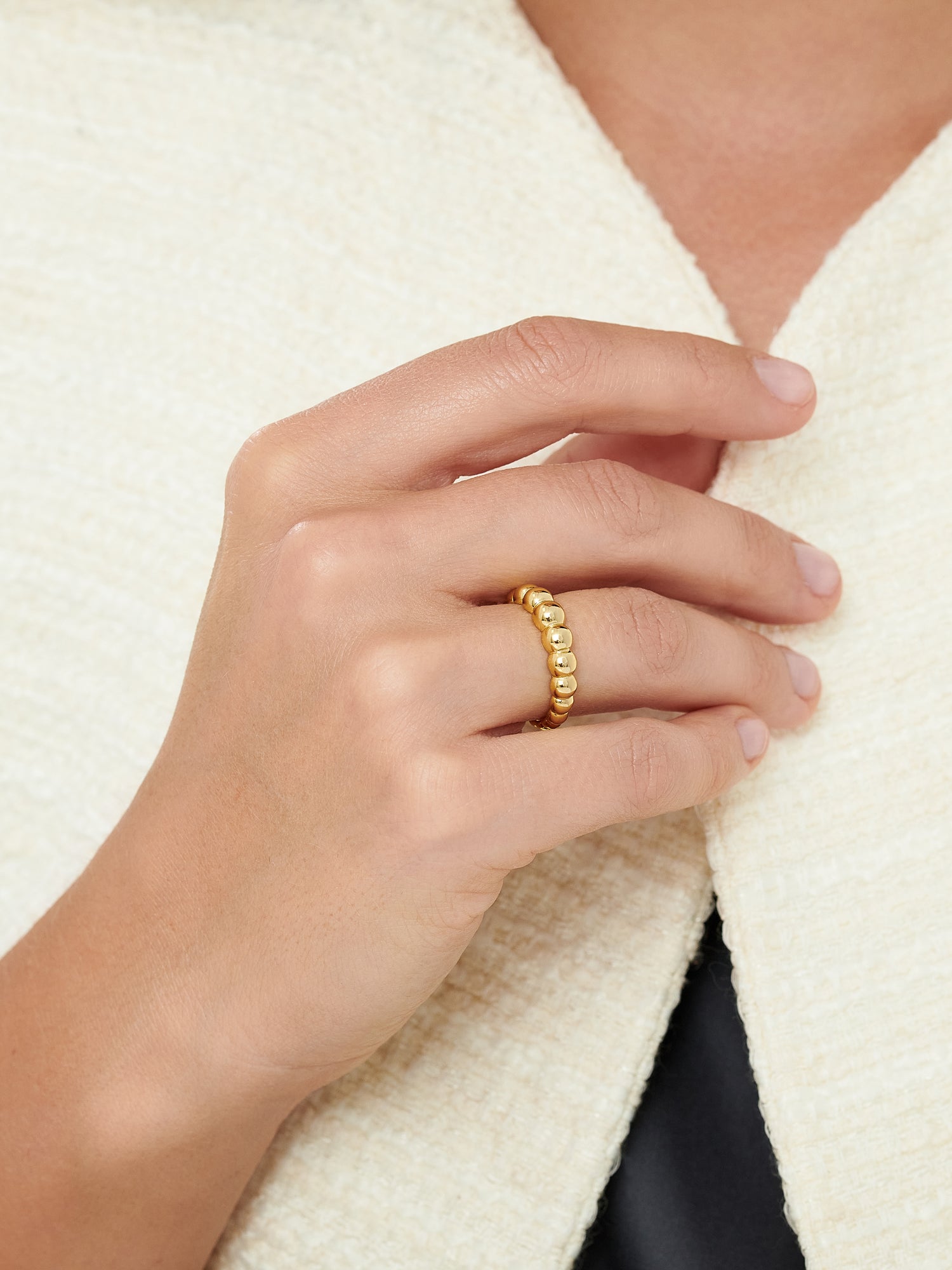 DEVATA Beaded Ball Ring in Gold Plated Sterling Silver