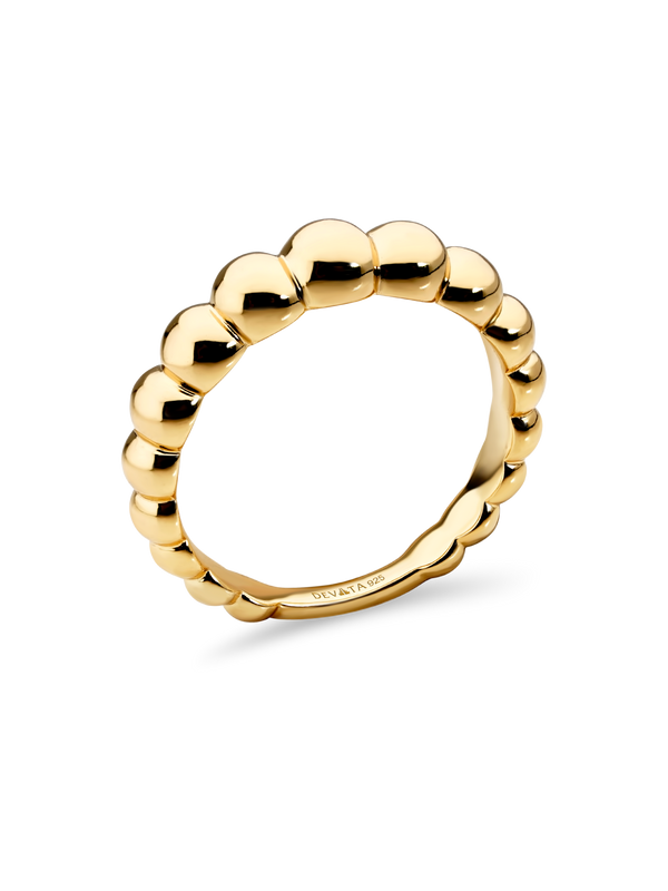 Gold Plated Sterling Silver Beaded Ball Ring