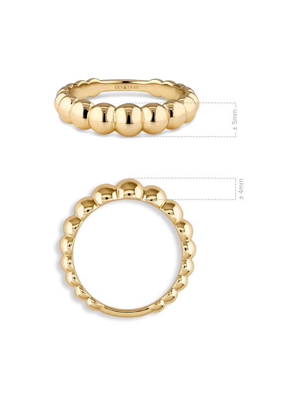 Gold Plated Sterling Silver Beaded Ball Ring