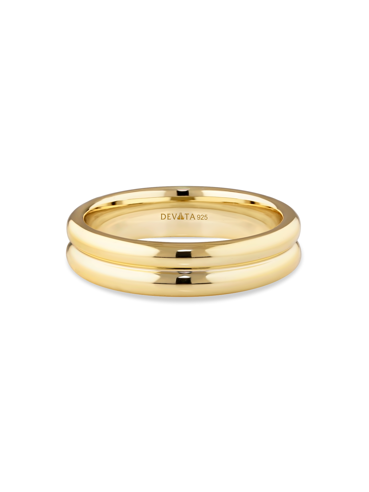DEVATA Lined Band Ring in Gold Plated Sterling Silver