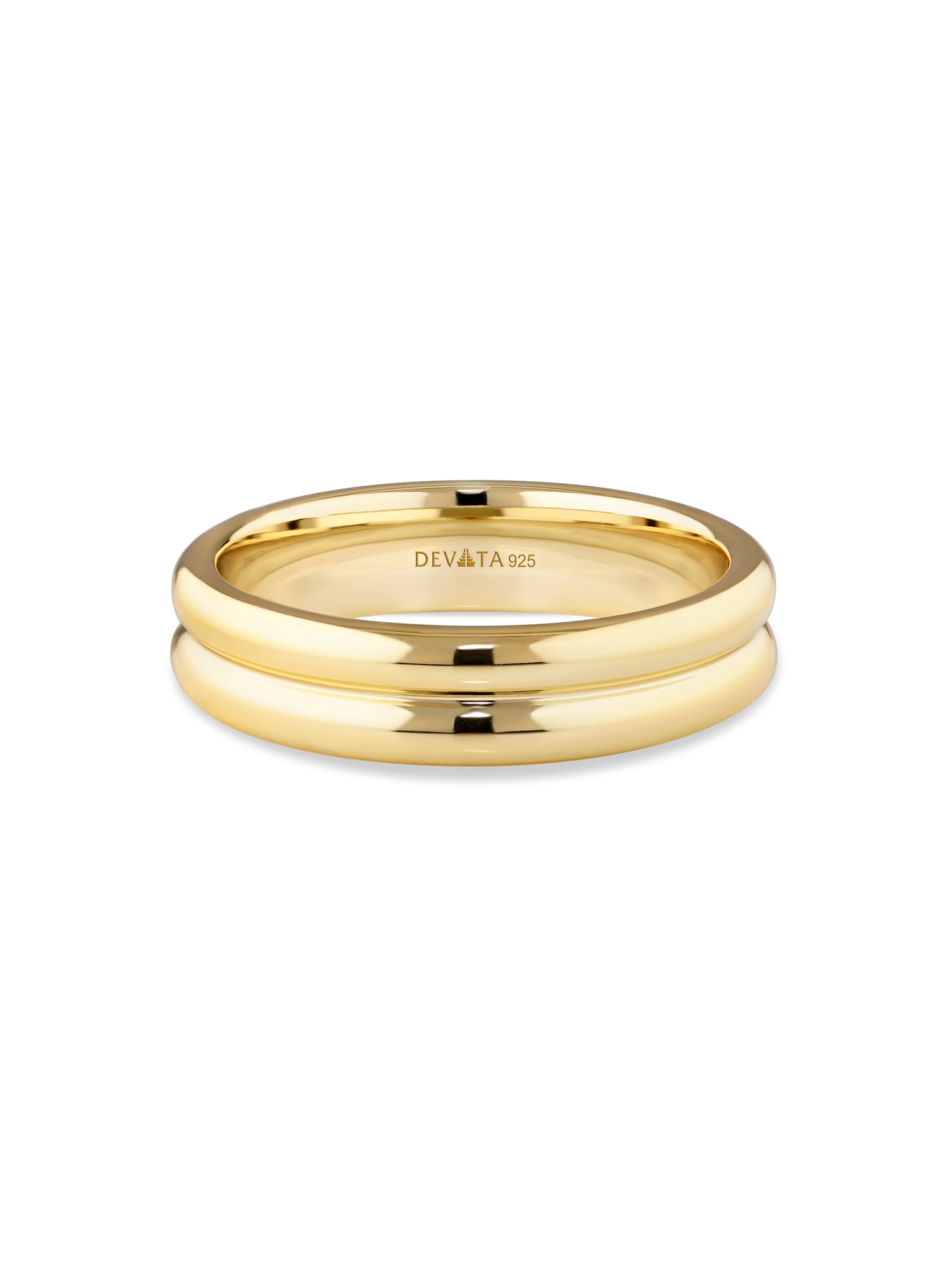 Lined Band Ring in Gold Plated Sterling Silver