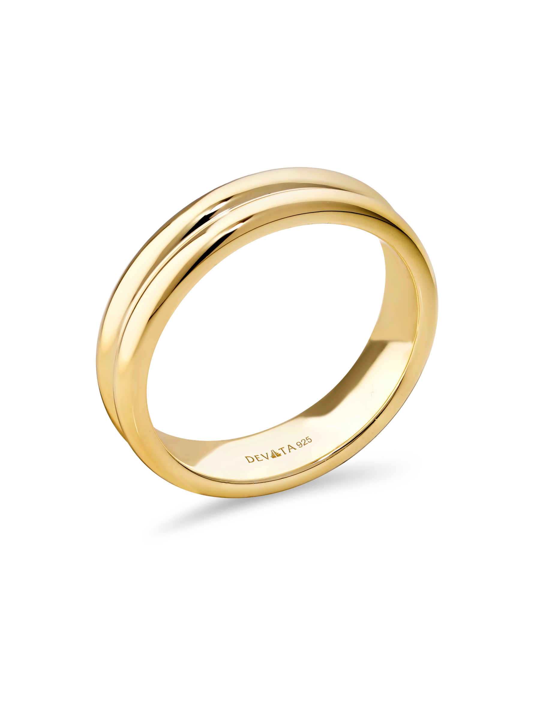 DEVATA Lined Band Ring in Gold Plated Sterling Silver
