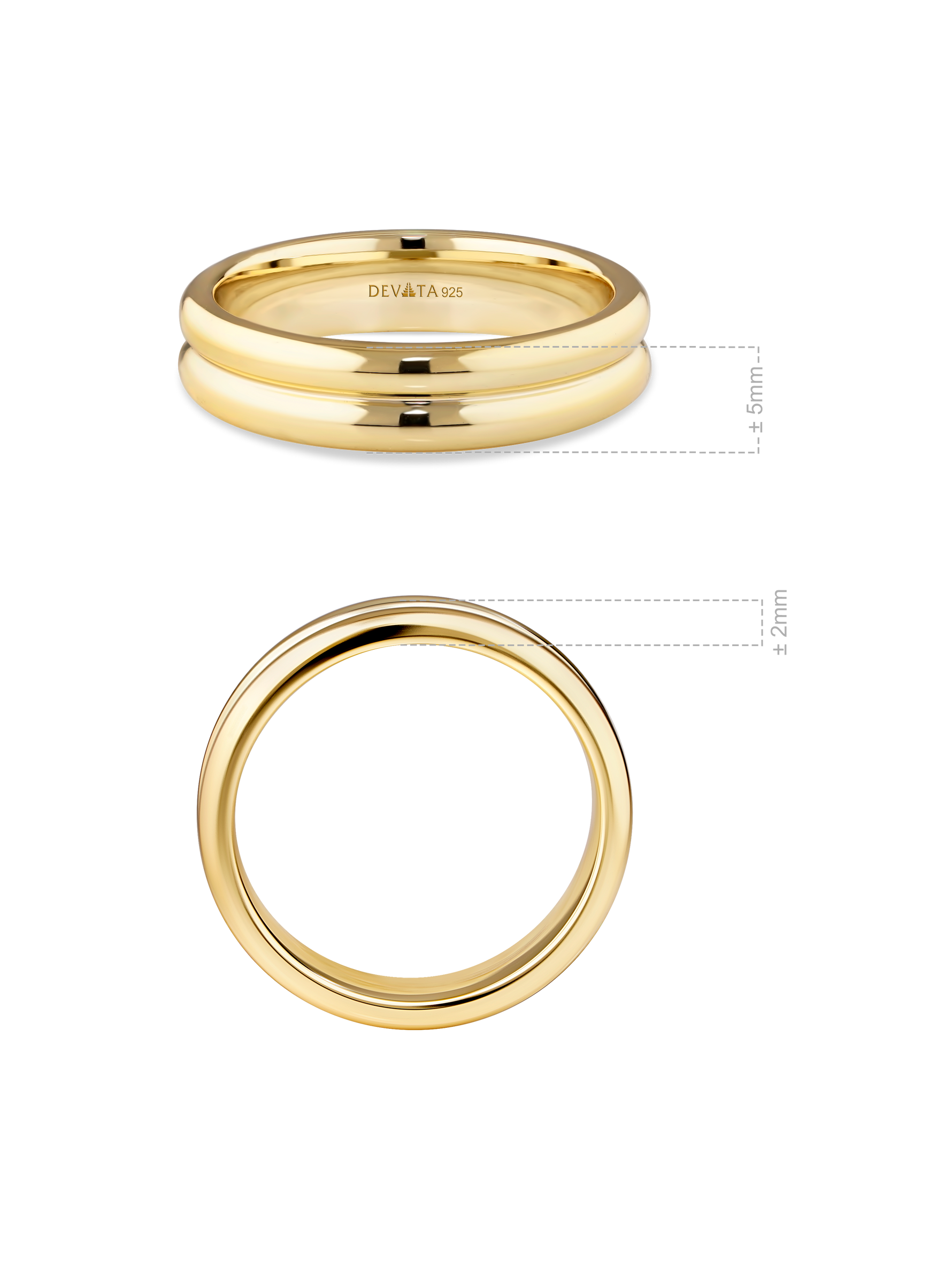 DEVATA Lined Band Ring in Gold Plated Sterling Silver