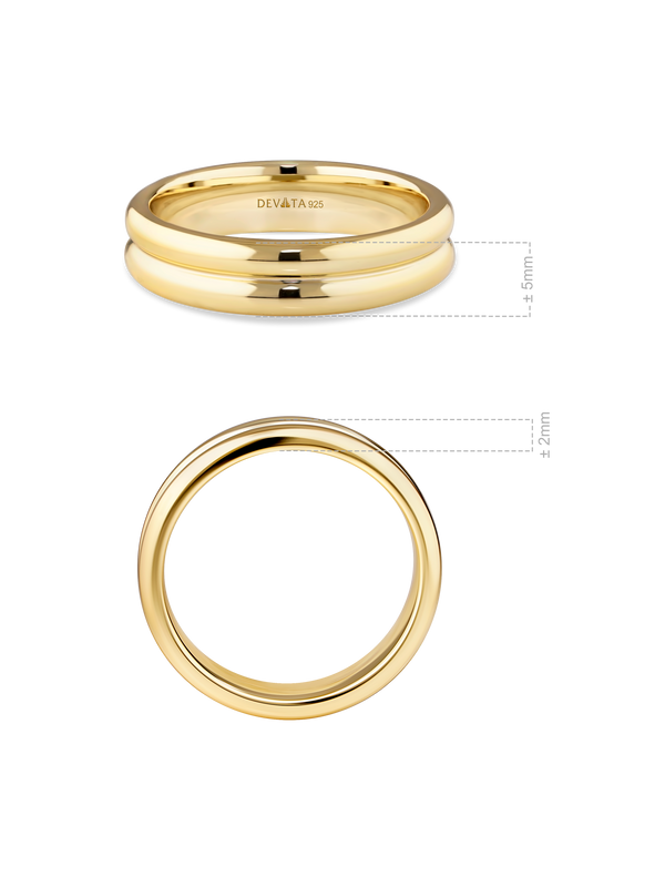 Lined Band Ring in Gold Plated Sterling Silver