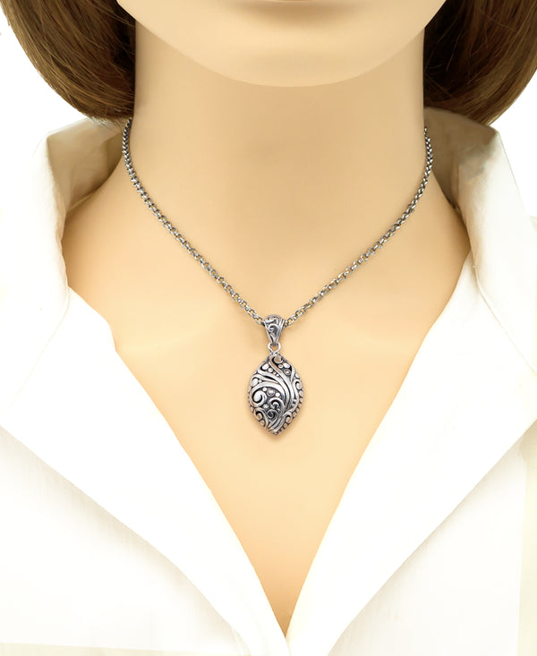 Bali Filigree Sterling Silver Rolo Pendant Necklace