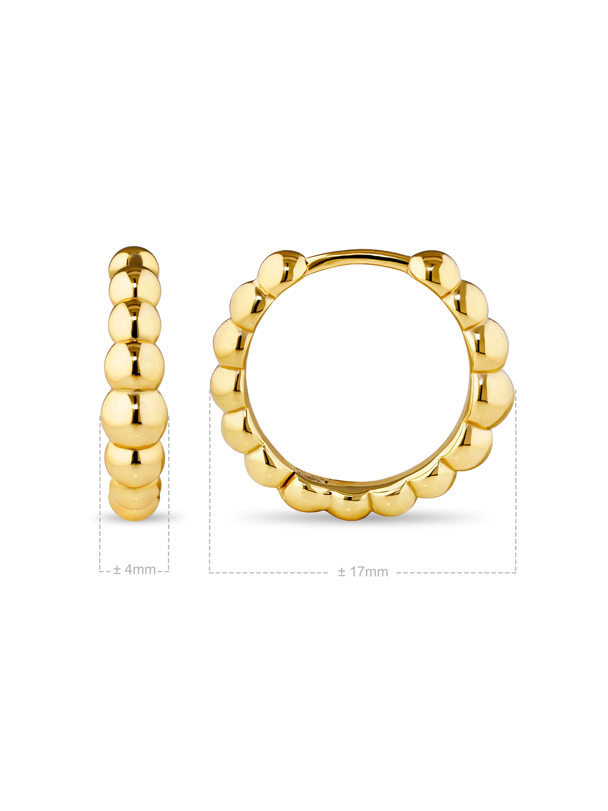 Beaded Ball Hoop Earrings in Gold Plated Sterling Silver