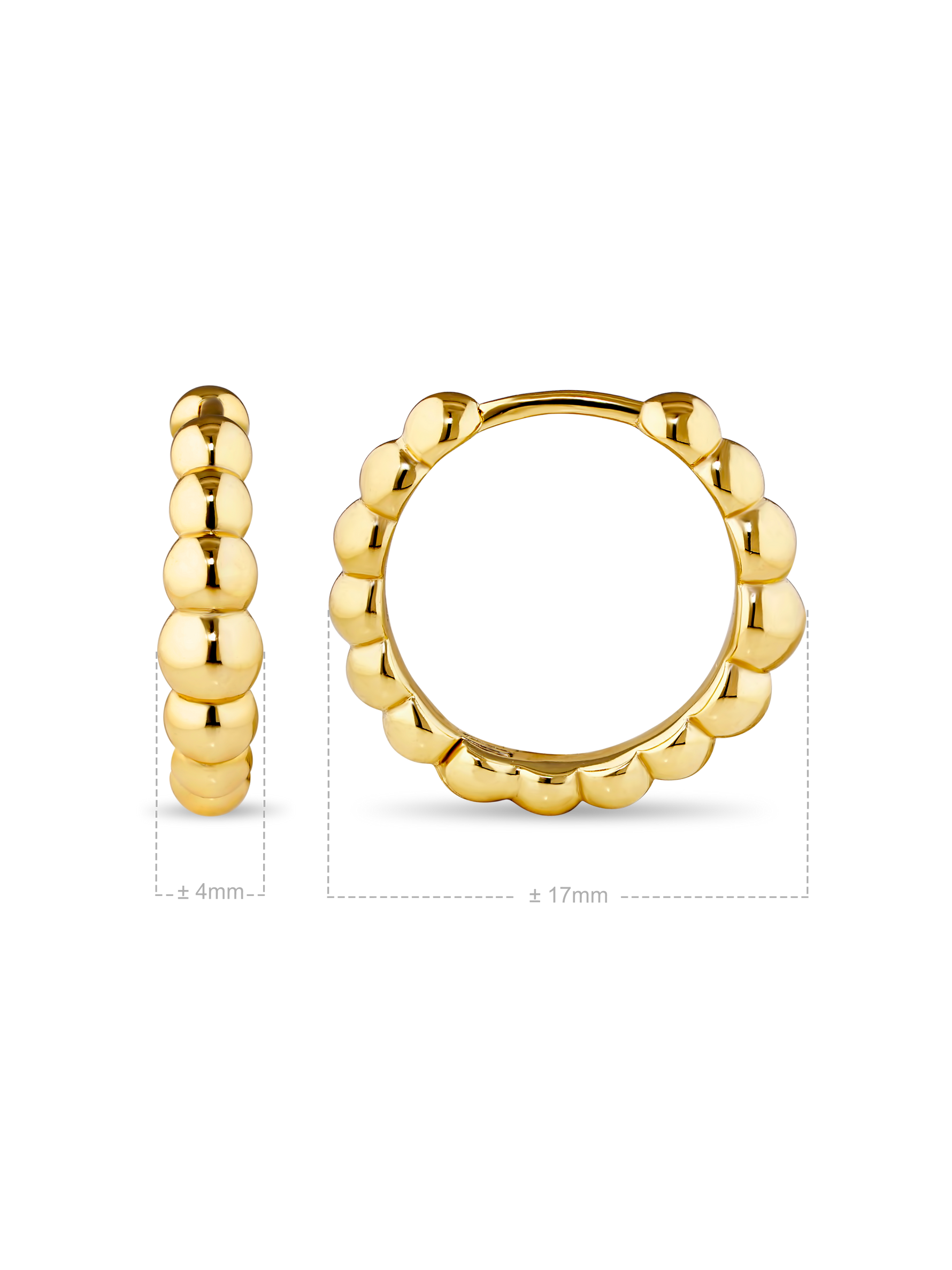 Beaded Ball Hoop Earrings in Gold Plated Sterling Silver