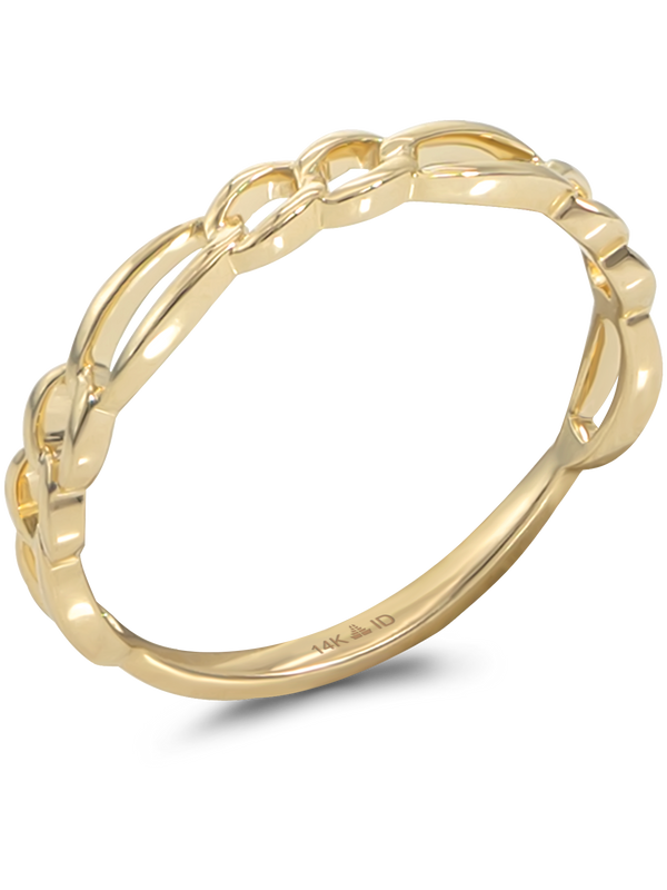 14K Gold Figaro Link Ring