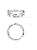 DEVATA Figaro Link Ring in Rhodium Plated Sterling Silver