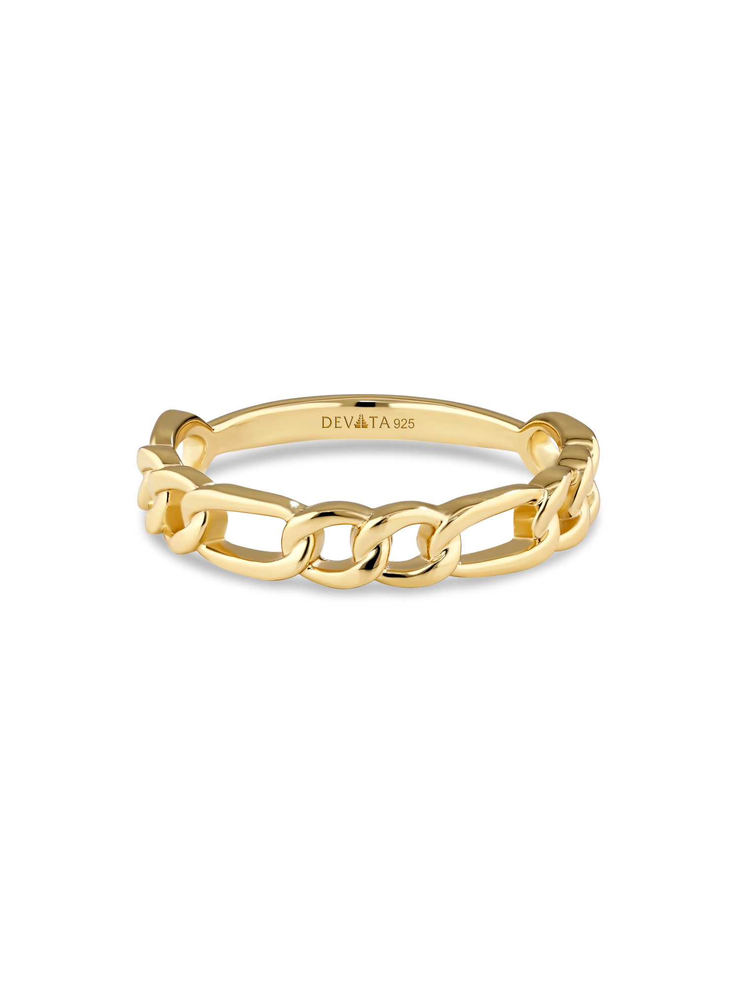 DEVATA Figaro Link Ring in Gold Plated Sterling Silver