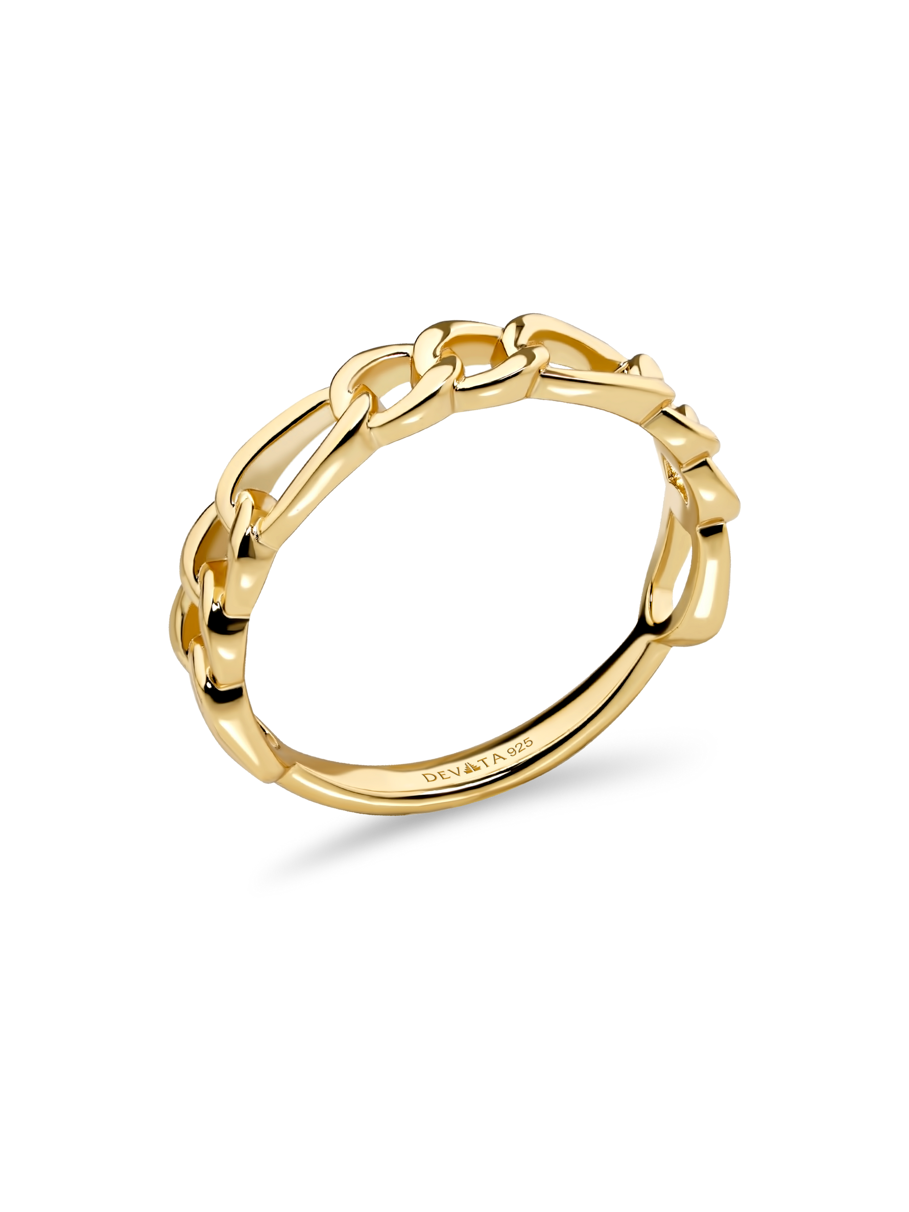 DEVATA Figaro Link Ring in Gold Plated Sterling Silver