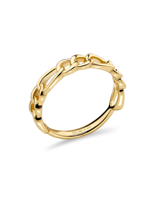 Gold Plated Sterling Silver Figaro Link Ring