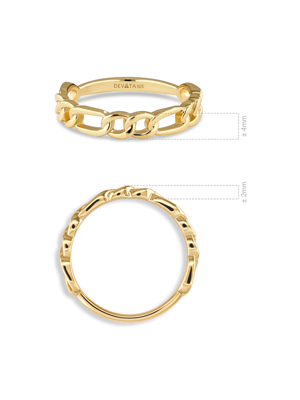 Gold Plated Sterling Silver Figaro Link Ring