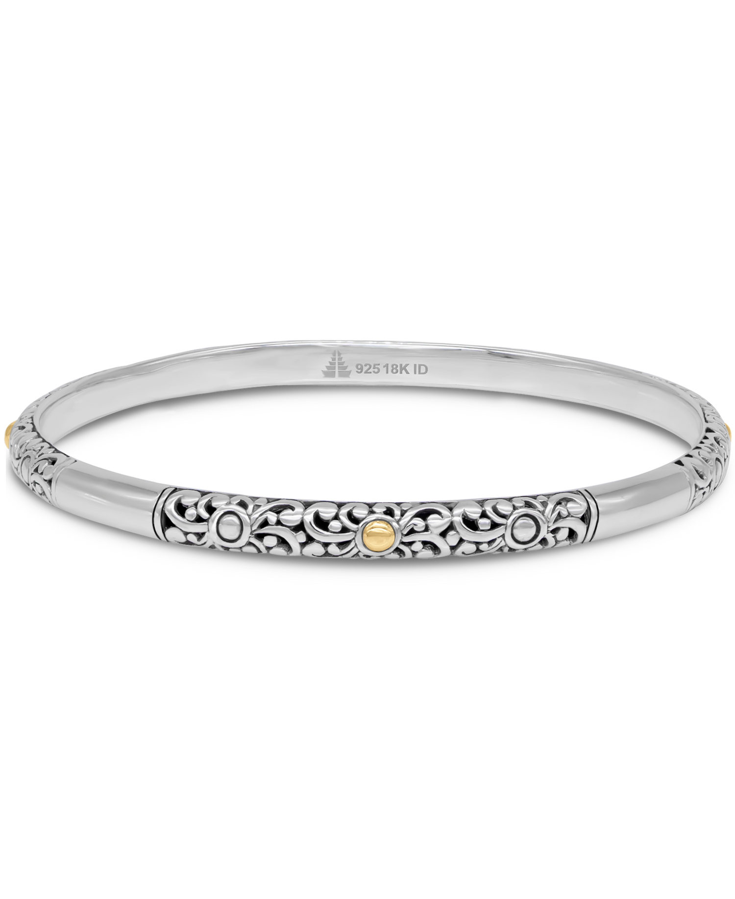 DEVATA Bali Jewelry  Bali Filigree Gold Accent Slide-on Bangle Bracelet