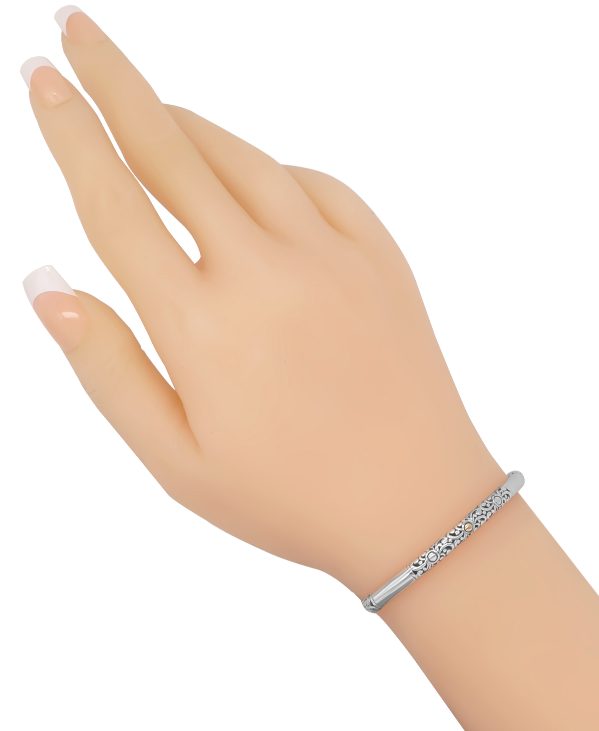 DEVATA Bali Jewelry  Bali Filigree Gold Accent Slide-on Bangle Bracelet