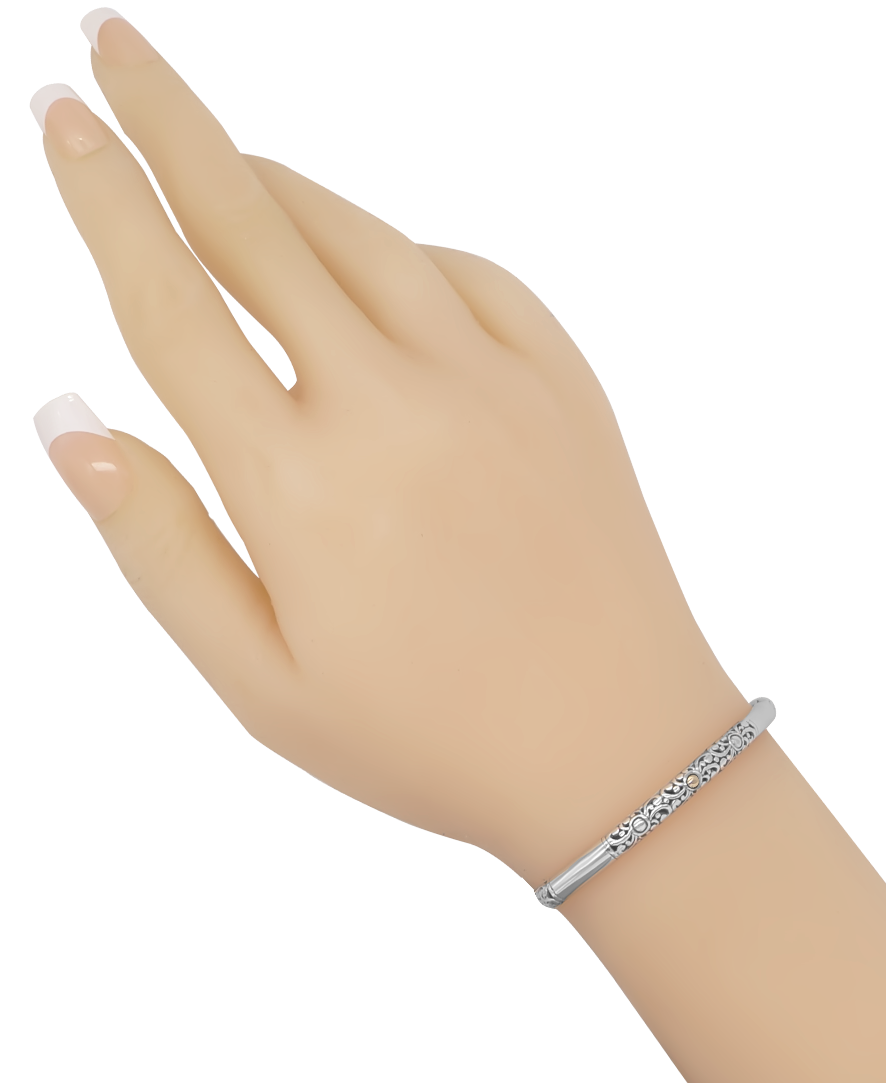 DEVATA Bali Jewelry  Bali Filigree Gold Accent Slide-on Bangle Bracelet