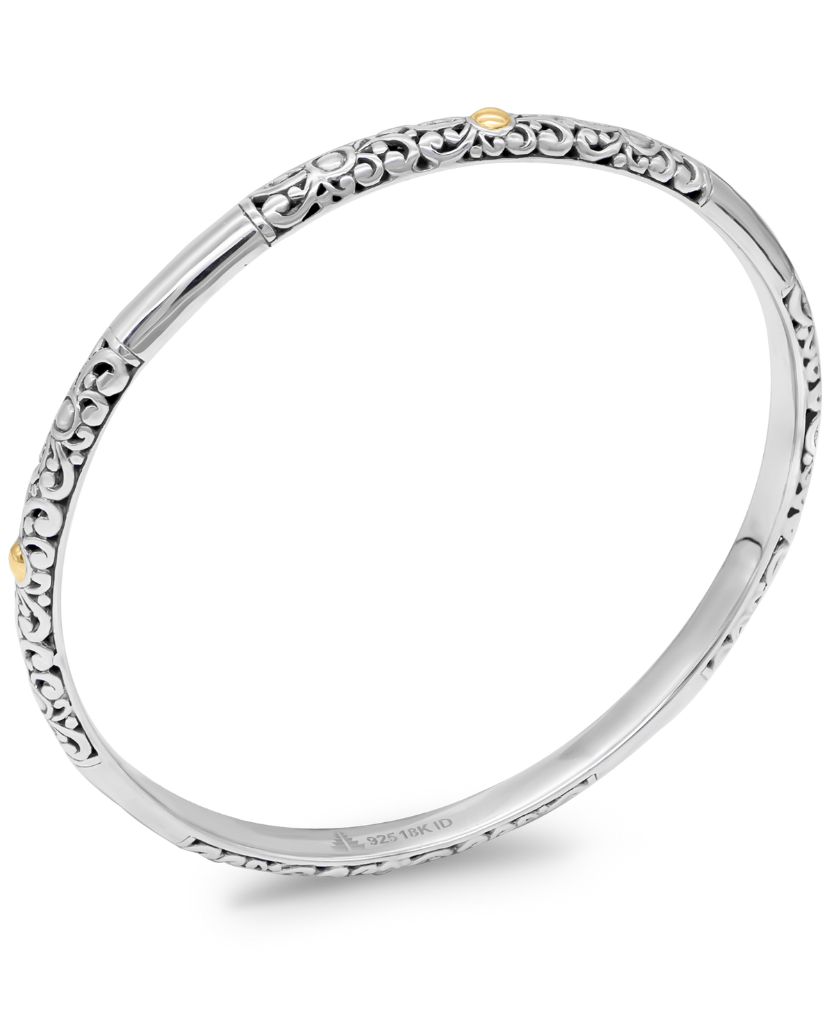 DEVATA Bali Jewelry  Bali Filigree Gold Accent Slide-on Bangle Bracelet