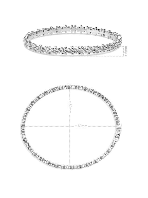 Daisy Flower Eternity Bangle Bracelet