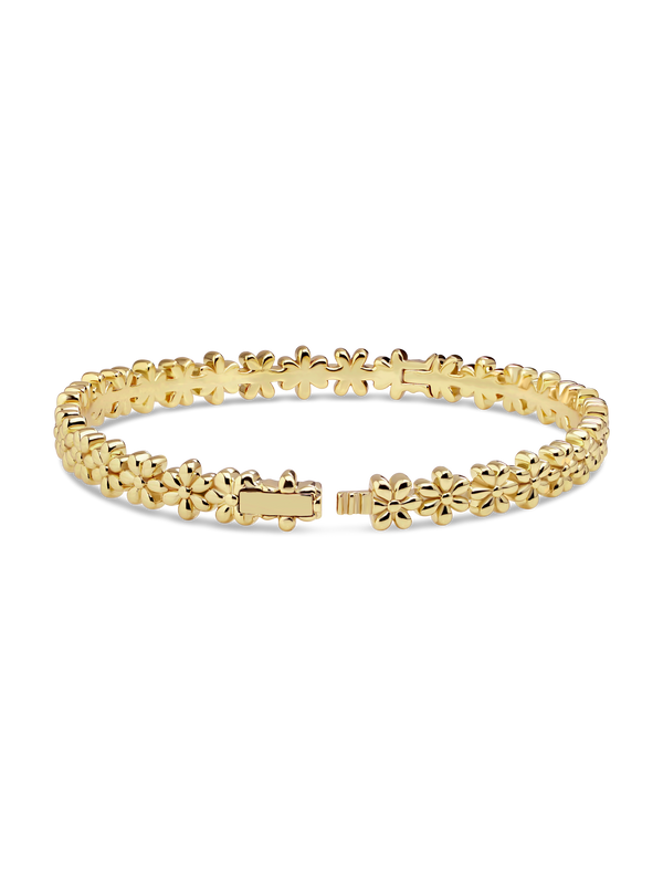 Daisy Flower Eternity Bangle Bracelet
