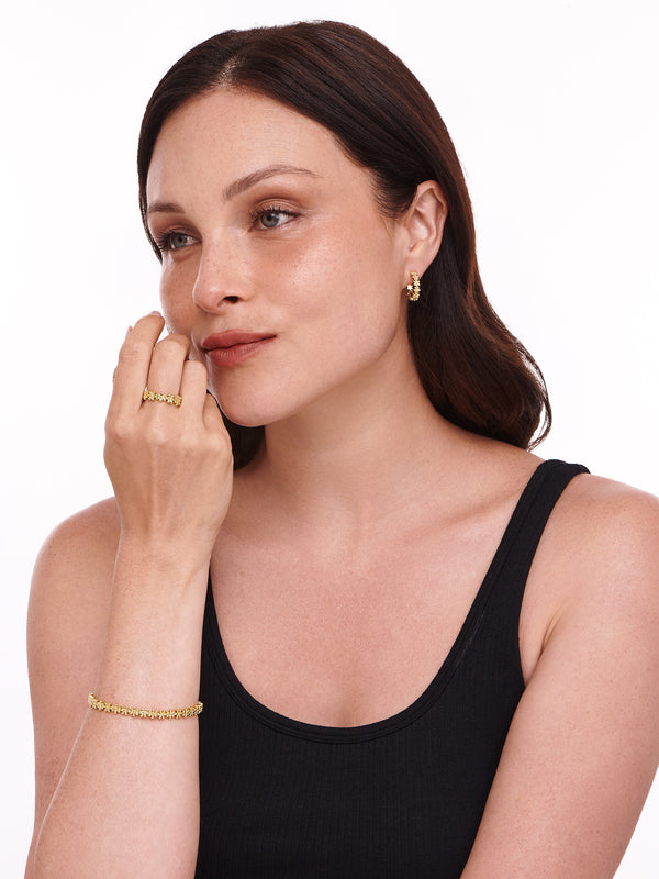 Daisy Flower Eternity Bangle Bracelet