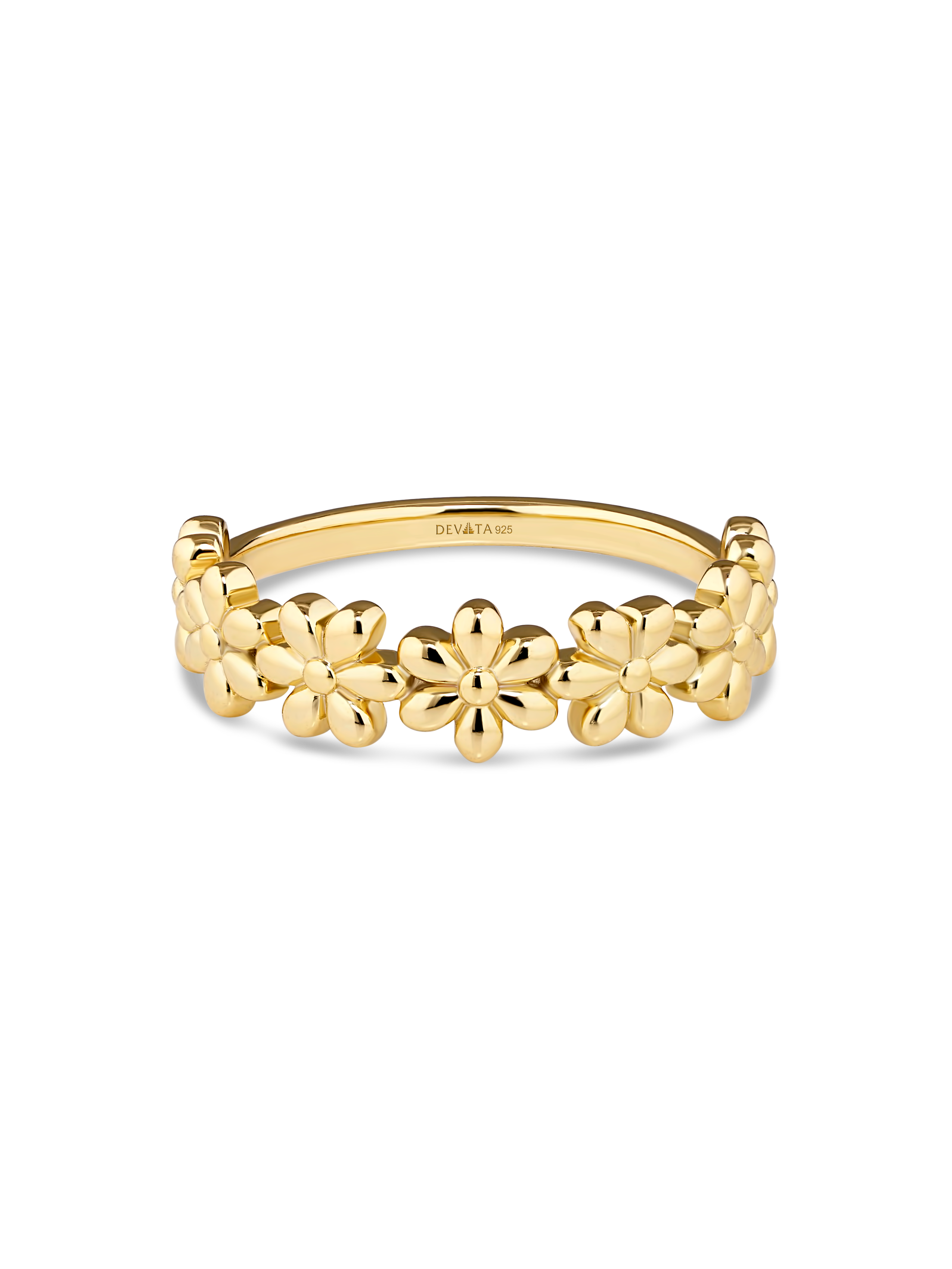 Daisy Flower Ring in Gold Plated Sterling Silver