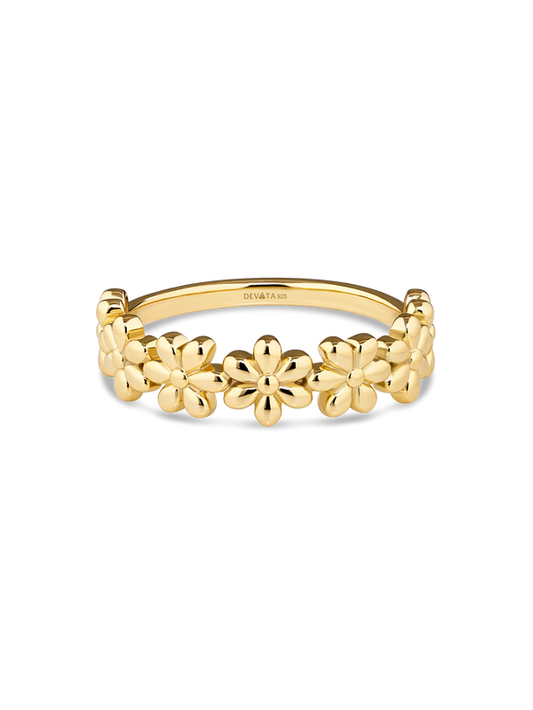 Daisy Flower Ring in Gold Plated Sterling Silver