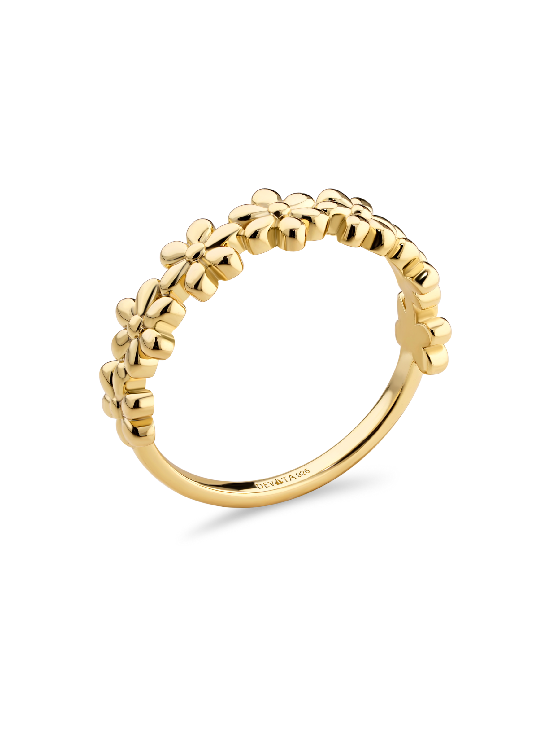 DEVATA Daisy Flower Ring in Gold Plated Sterling Silver