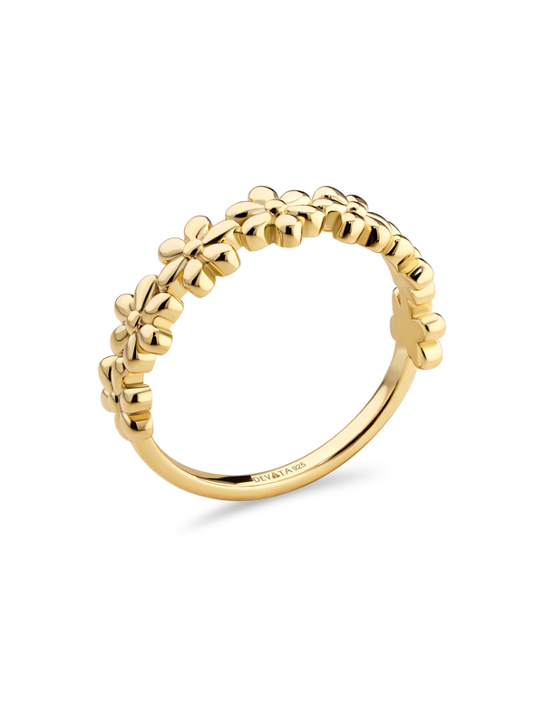 Daisy Flower Ring in Gold Plated Sterling Silver