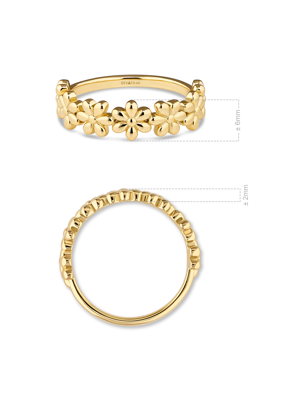 DEVATA Daisy Flower Ring in Gold Plated Sterling Silver