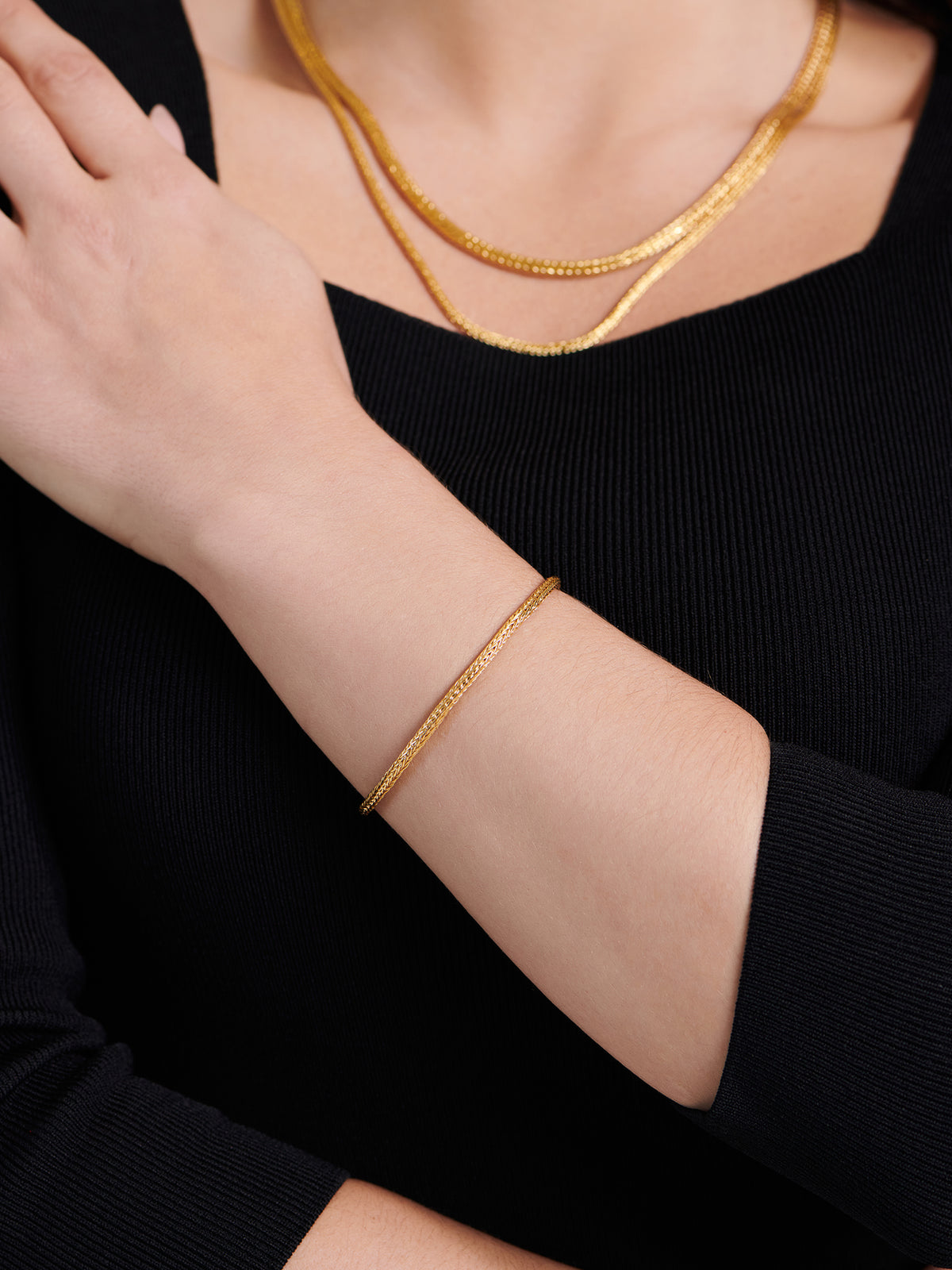 DEVATA Bali Foxtail Chain Bracelet Gold Plated Sterling Silver