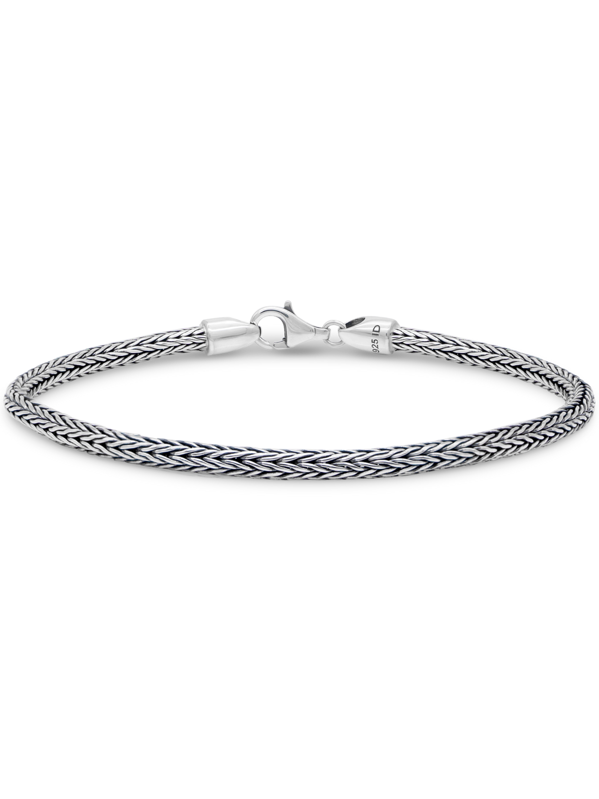 DEVATA Bali Sterling Silver Foxtail Round 3mm Chain Bracelet