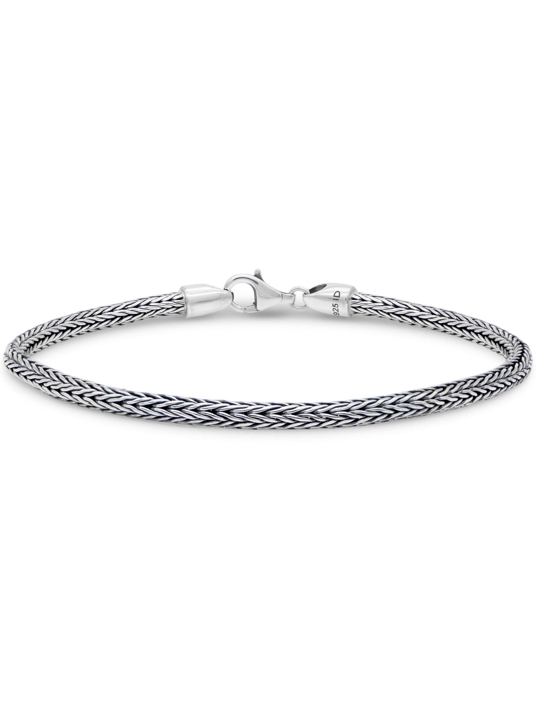 DEVATA Bali Sterling Silver Foxtail Round 3mm Chain Bracelet