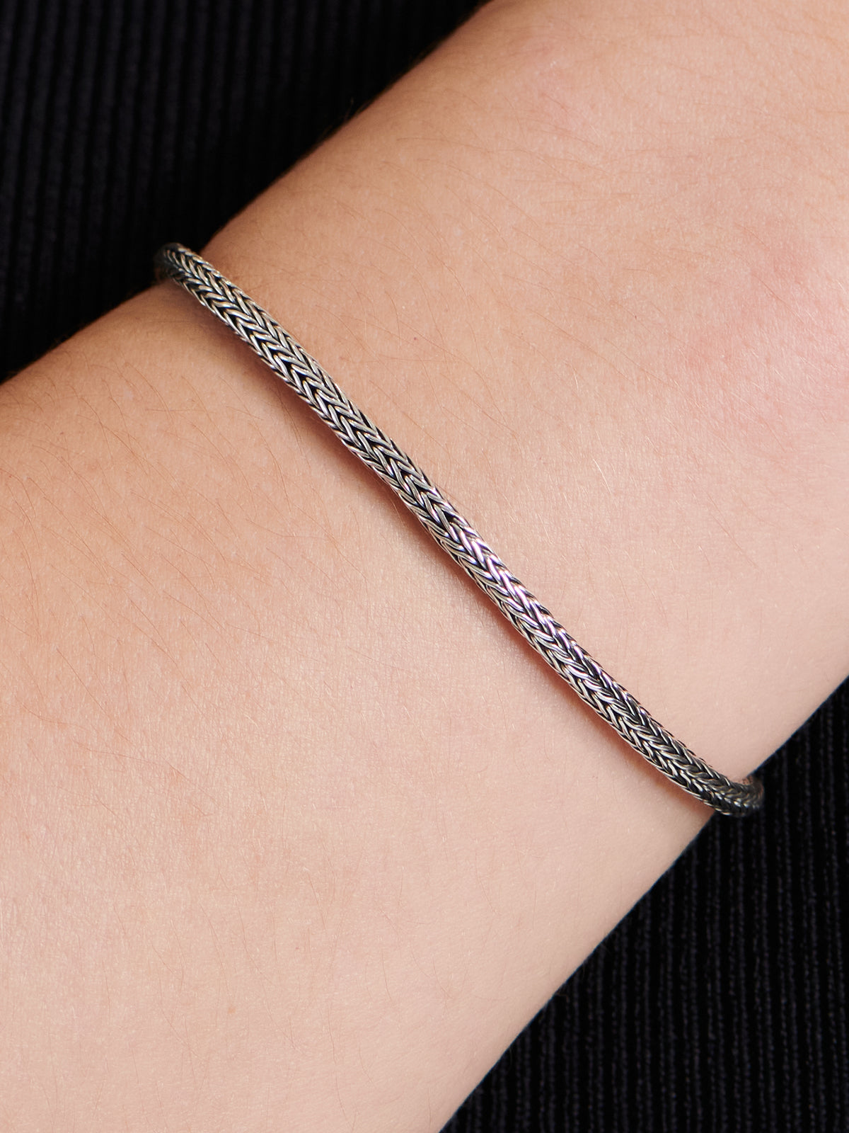 DEVATA Bali Sterling Silver Foxtail Round 3mm Chain Bracelet