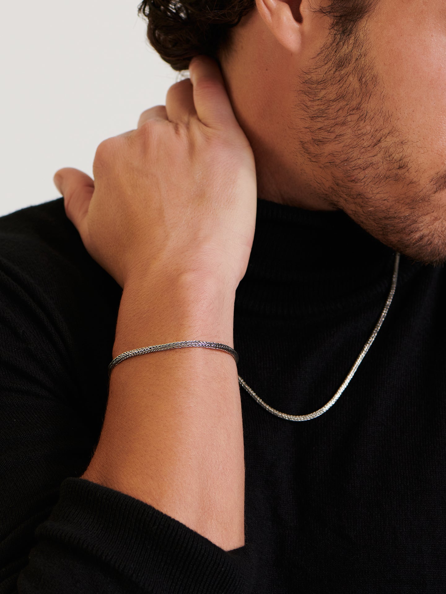 DEVATA Bali Sterling Silver Foxtail Round 3mm Chain Bracelet