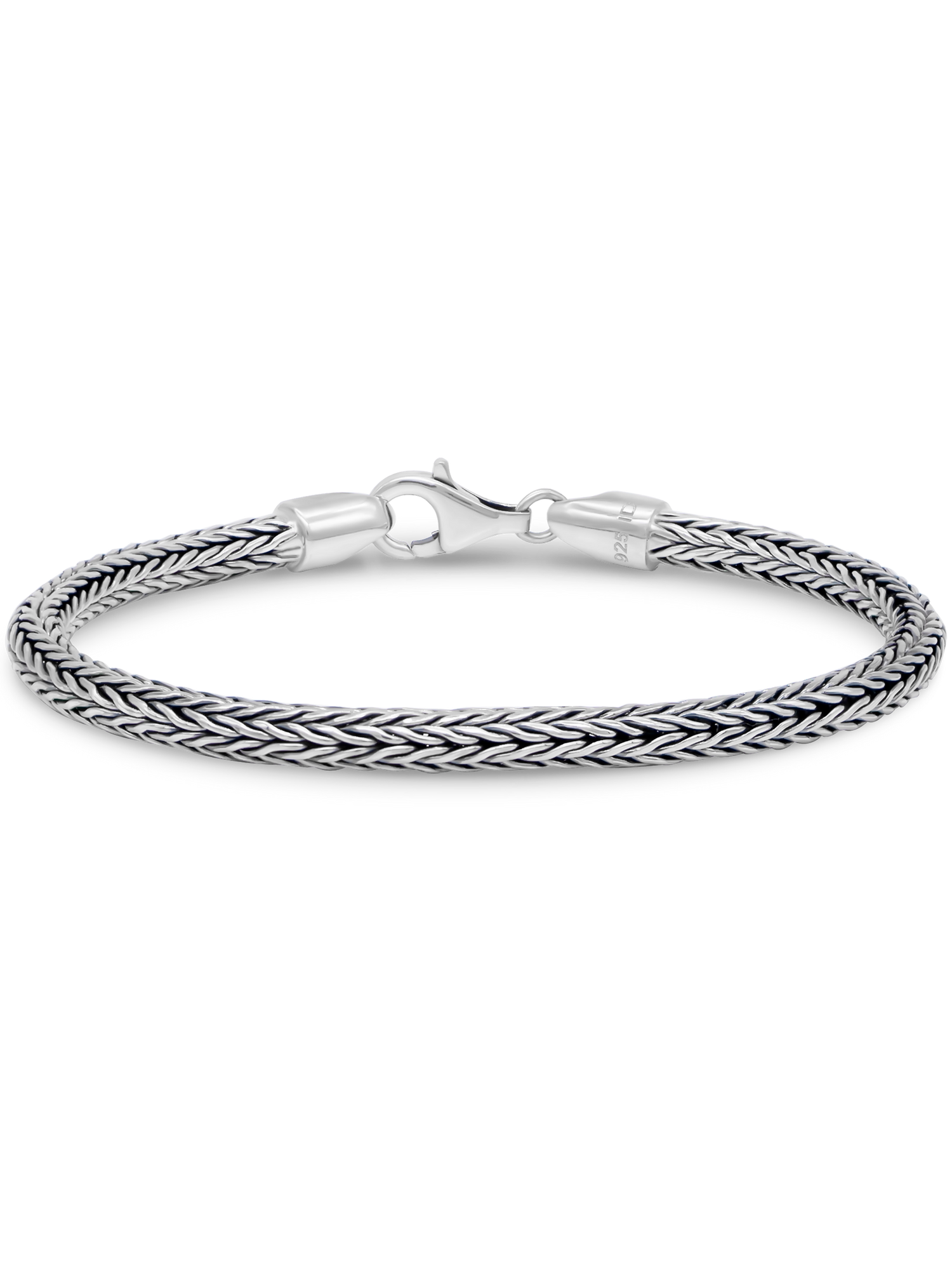 DEVATA Bali Sterling Silver Foxtail Round 4mm Chain Bracelet