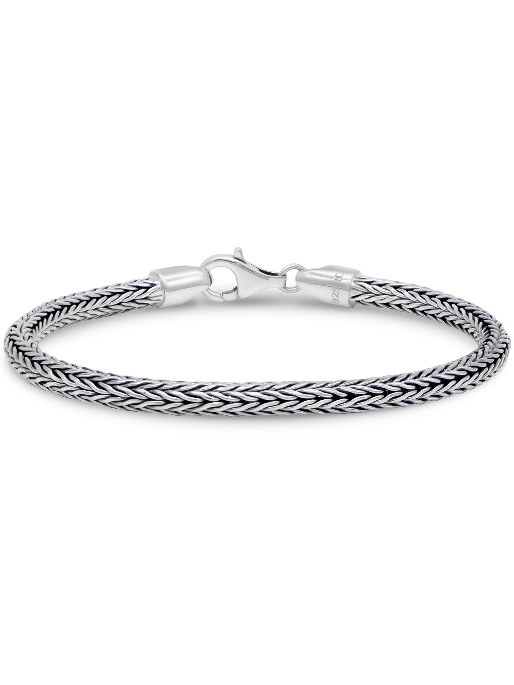 DEVATA Bali Sterling Silver Foxtail Round 4mm Chain Bracelet