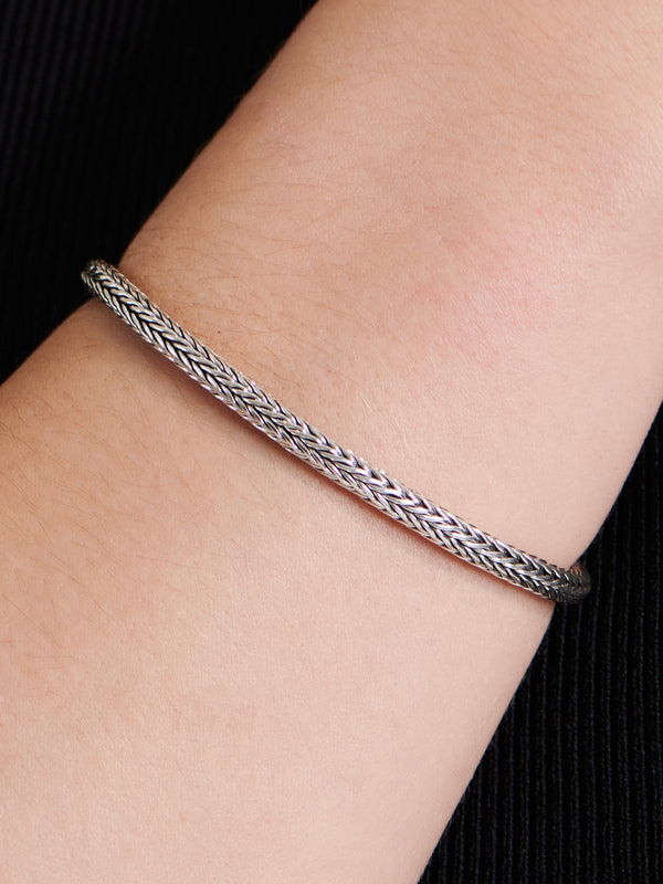 DEVATA Bali Sterling Silver Foxtail Round 4mm Chain Bracelet