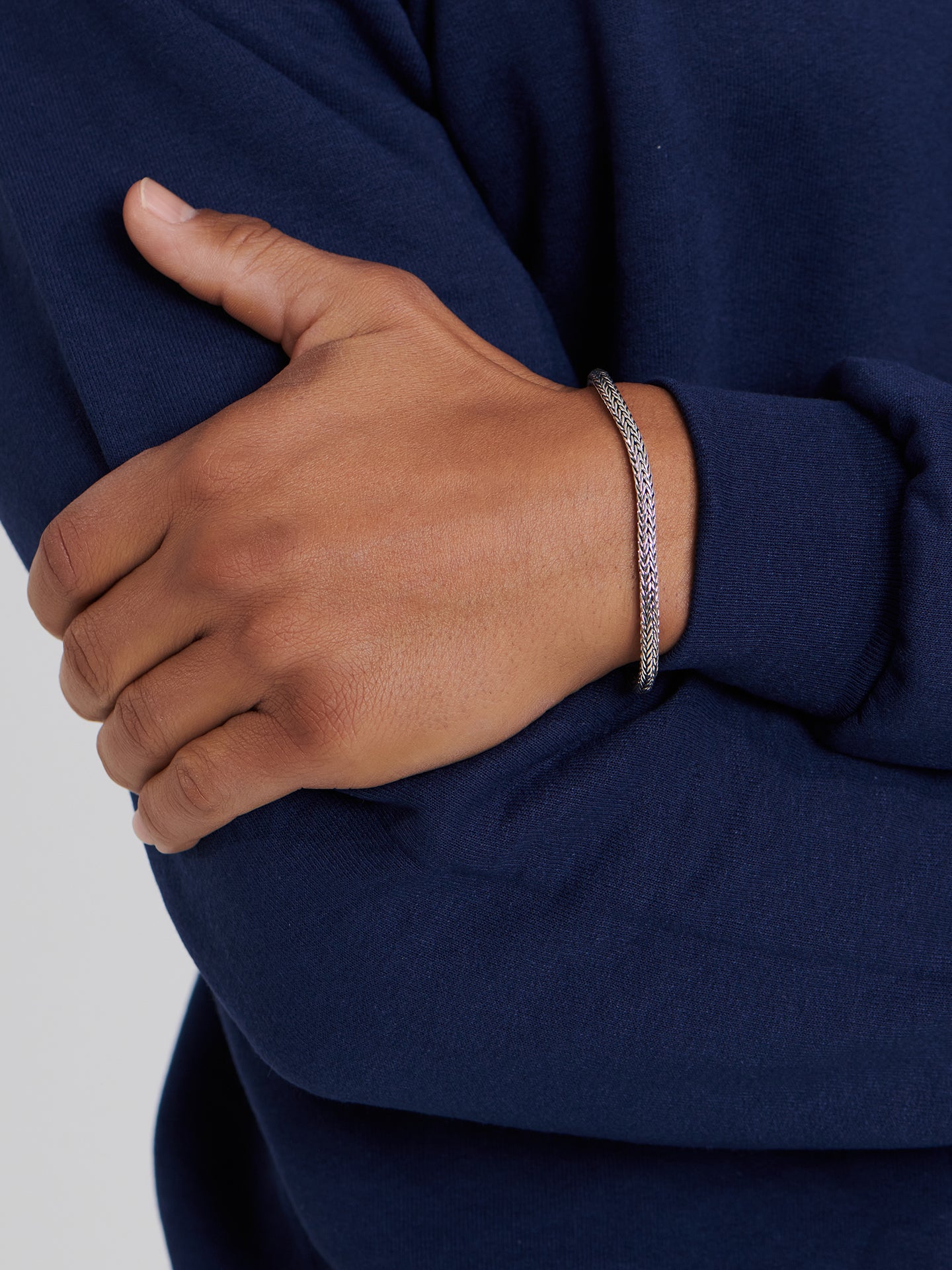 DEVATA Bali Sterling Silver Foxtail Round 4mm Chain Bracelet