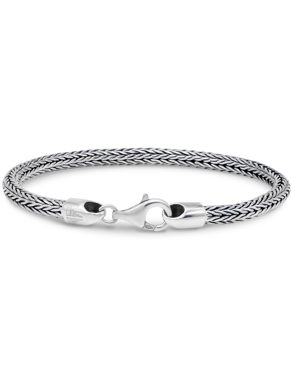 DEVATA Bali Sterling Silver Foxtail Round 4mm Chain Bracelet