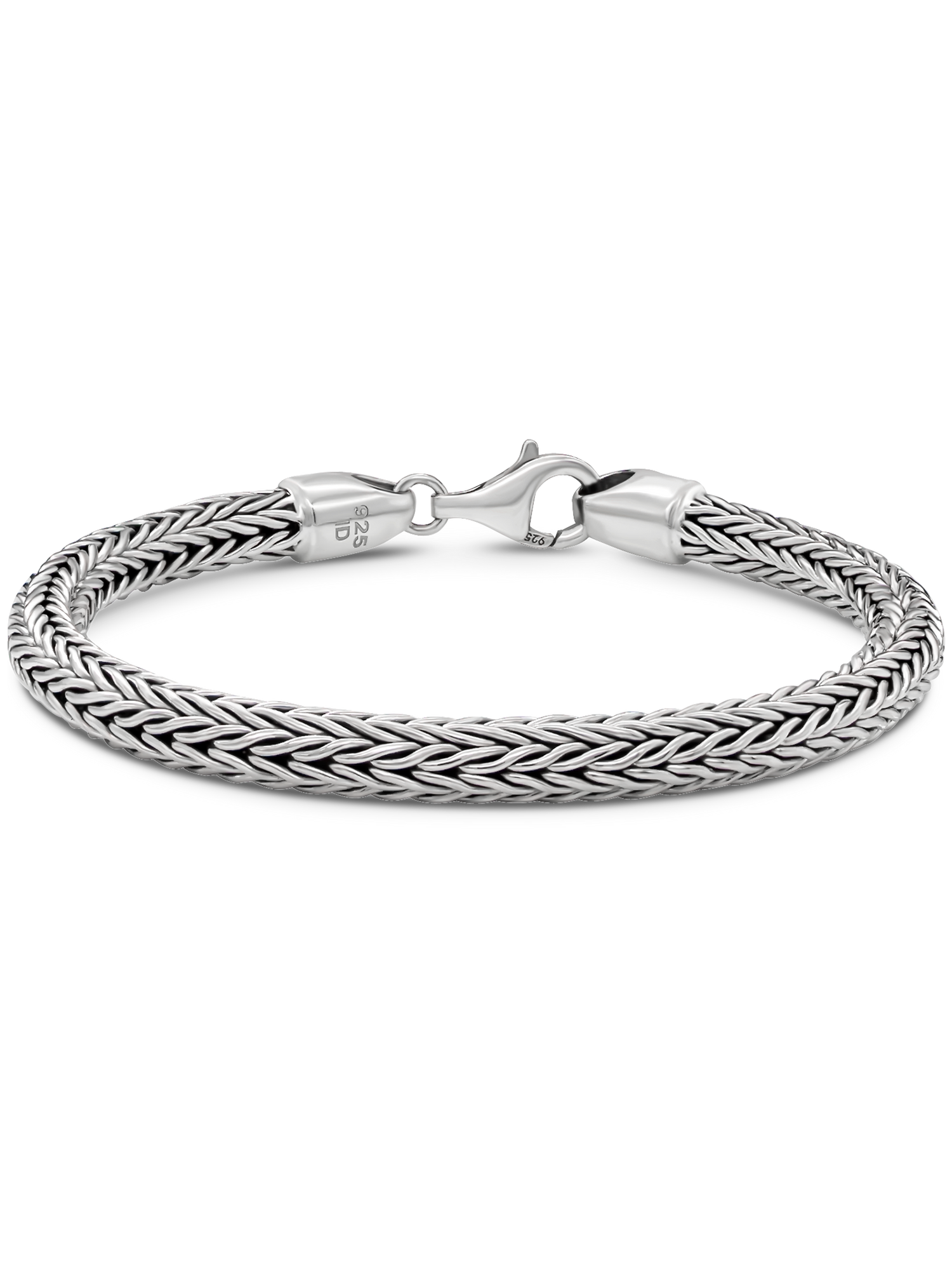 DEVATA Bali Sterling Silver Foxtail Round 5mm Chain Bracelet